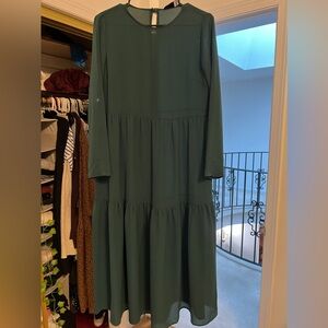 ASOS green maxi long sleeve dress